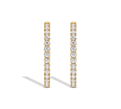 Inside-out diamond hoop earrings in gold