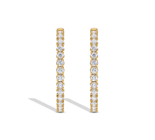 Inside-out diamond hoop earrings in gold