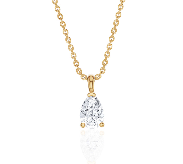 Pear Diamond Solitaire Necklace Gold