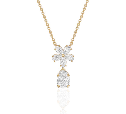 Floral diamond necklace with pear and round cuts