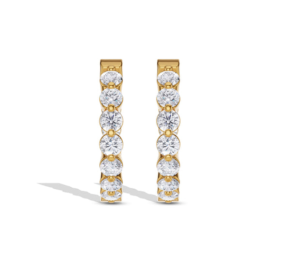 Classic Round Diamond Eternity Hoop Earrings