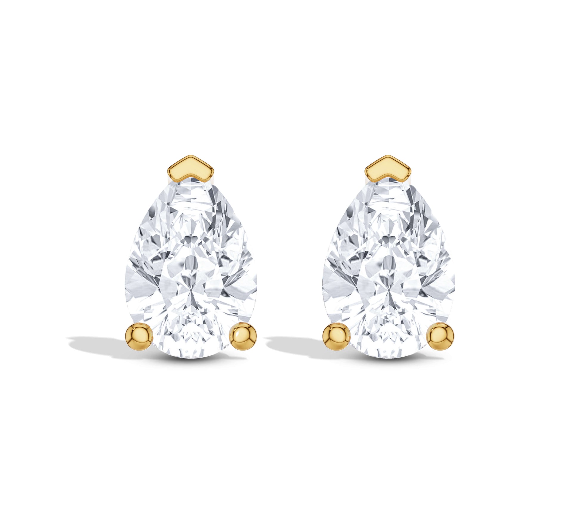 Yellow gold pear-shaped diamond studs