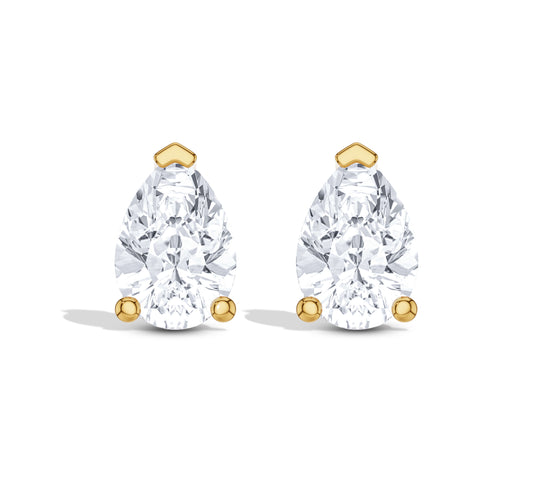 Yellow gold pear-shaped diamond studs