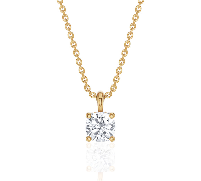 Cushion Cut Solitaire Diamond Necklace