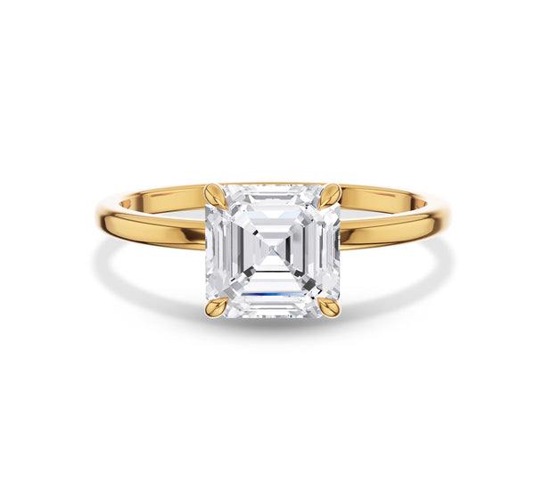 Asscher Cut Solitaire Cathedral Ring