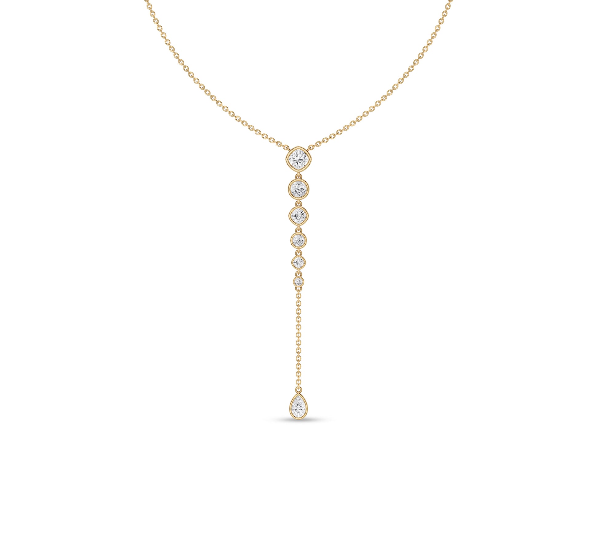 Cushion diamond gold lariat necklace​
