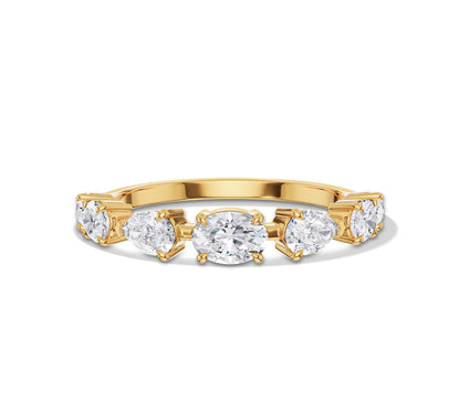 Five stone diamond ring with oval center