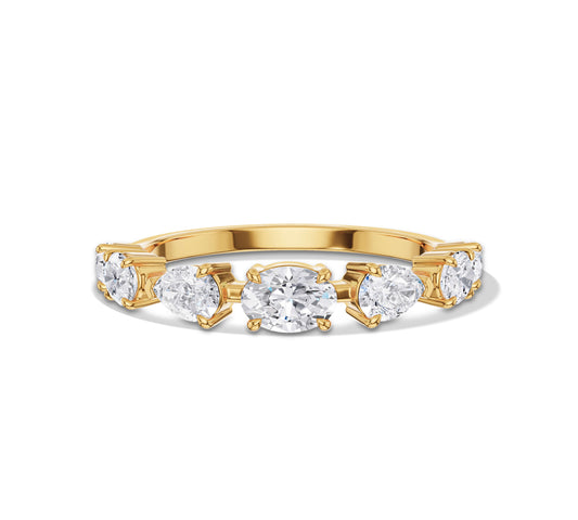 Five stone diamond ring with oval center