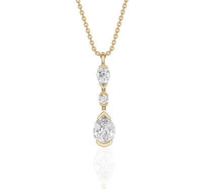 Gold necklace with three-drop diamonds