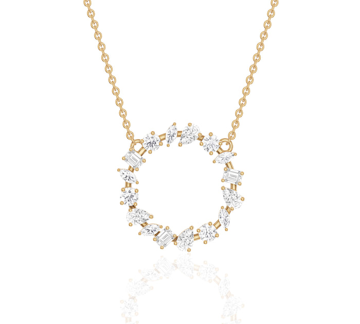 Multi Shape Diamond Open Circle Necklace