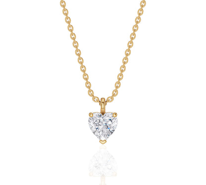 Heart Diamond Pendant Necklace Gold Solitaire