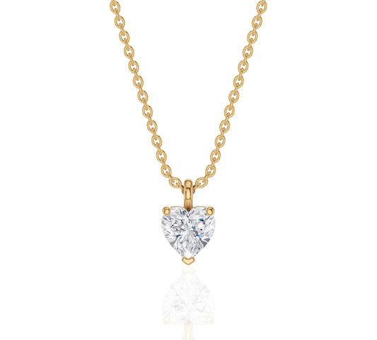 Heart Diamond Pendant Necklace Gold Solitaire