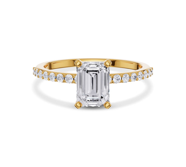 Emerald Cut Side Stone Engagement Ring