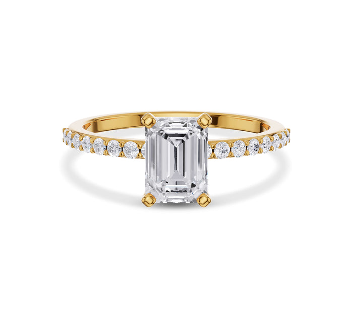 Emerald Cut Side Stone Engagement Ring