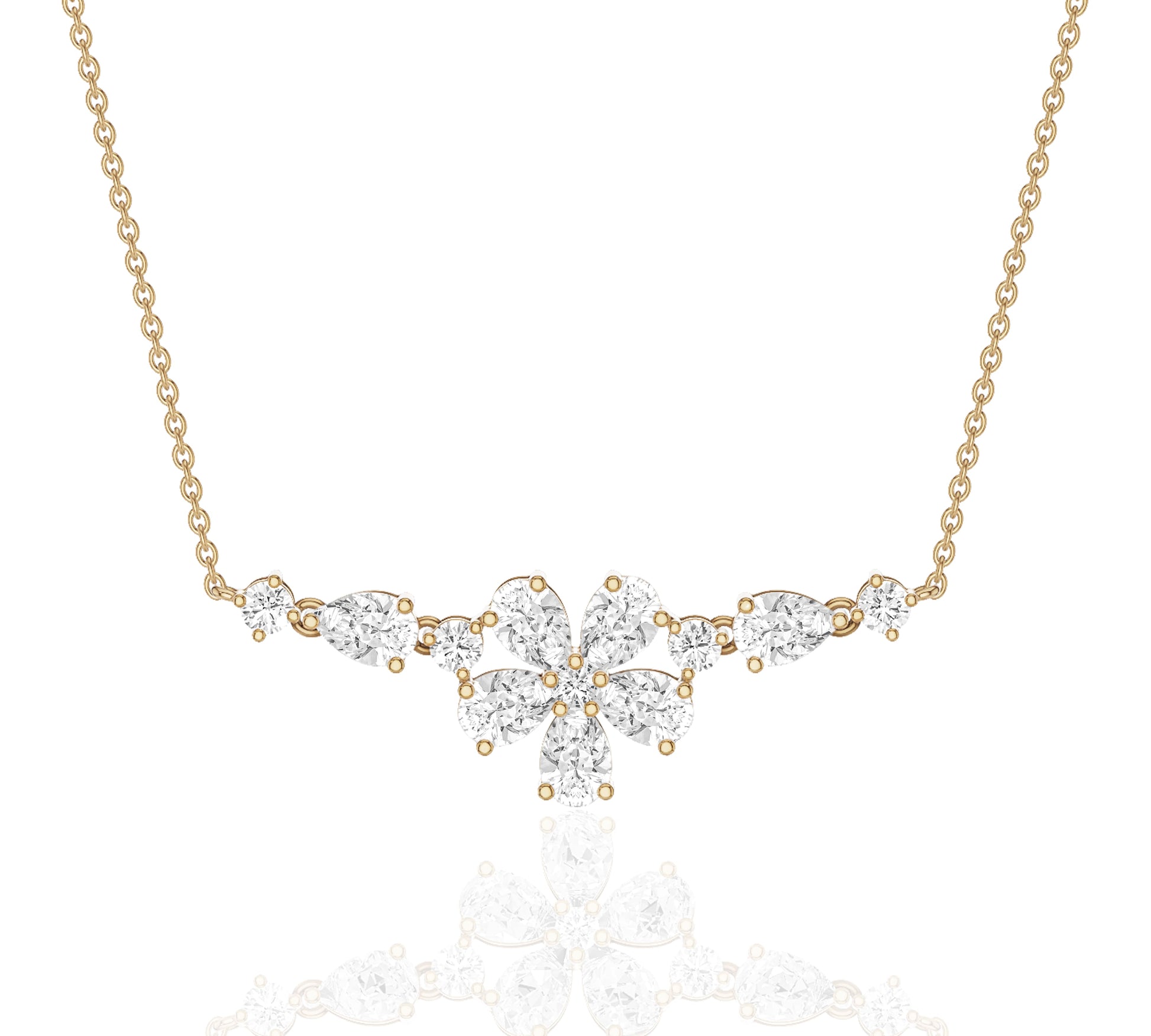 Floral diamond necklace with pear and marquise diamonds
