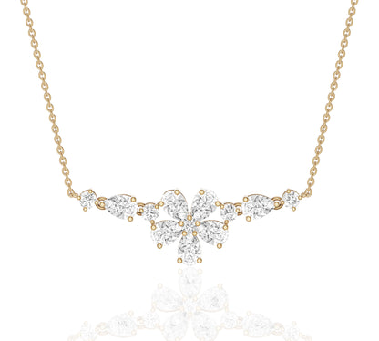 Floral diamond necklace with pear and marquise diamonds