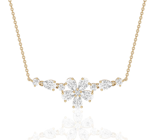 Floral diamond necklace with pear and marquise diamonds