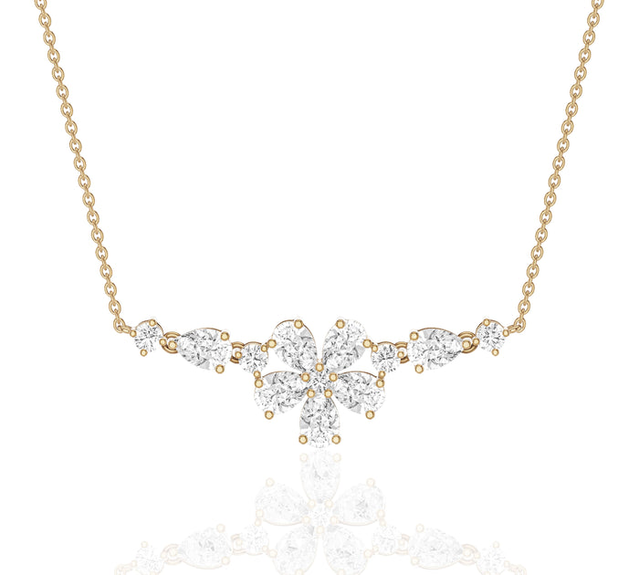 Lab Grown Floral Diamond Bar Necklace