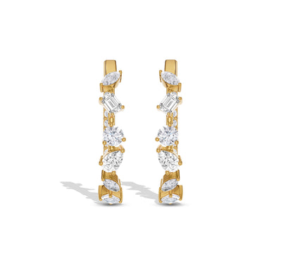 Large inside-out hoop earrings with marquise diamonds