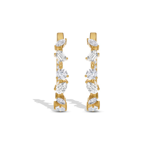 Large inside-out hoop earrings with marquise diamonds
