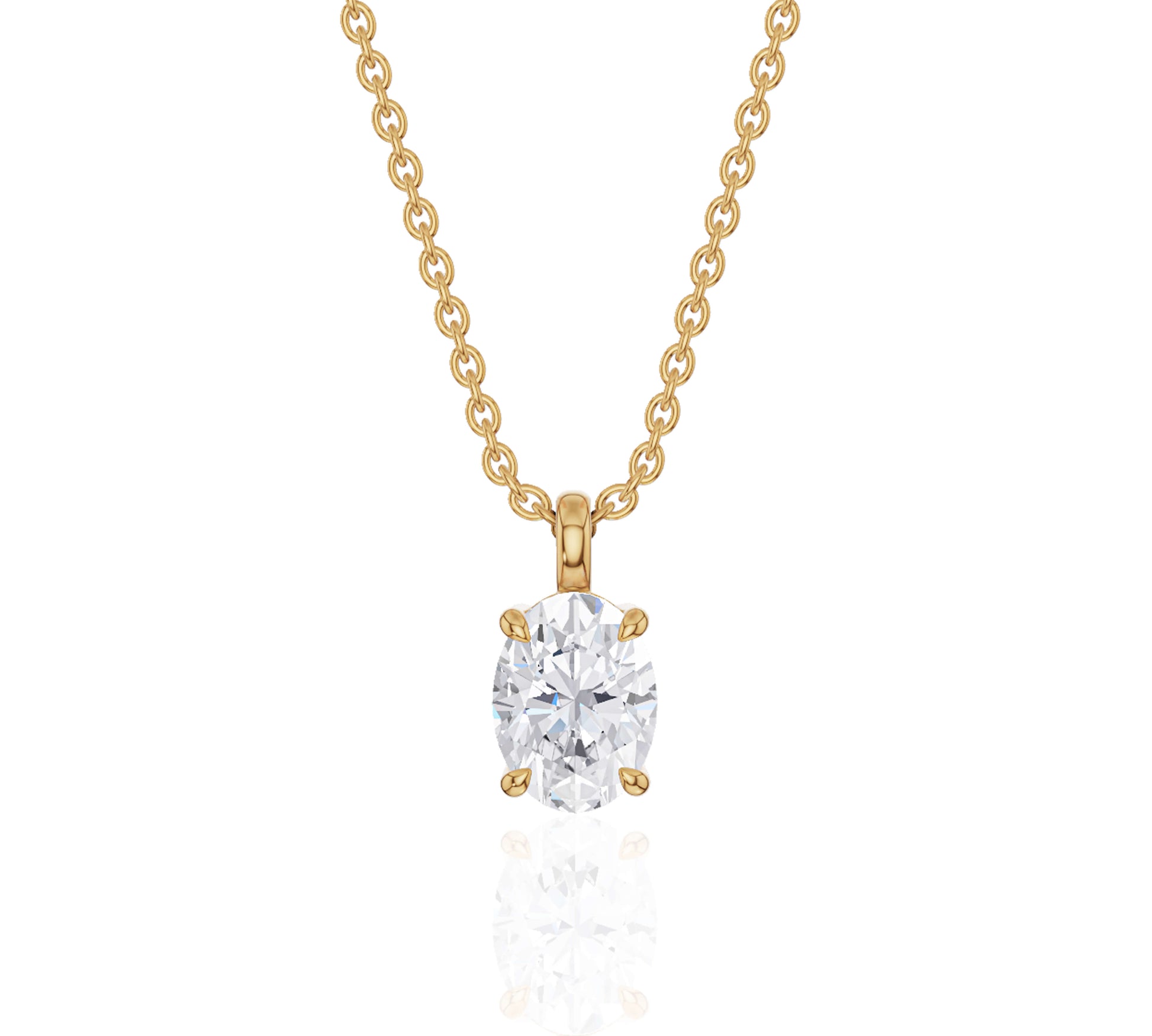 necklace with oval pendant​ yellow gold