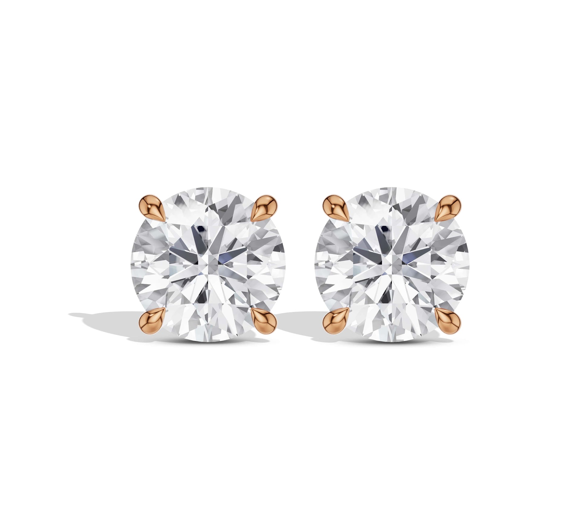 Brilliant cut rose gold studs