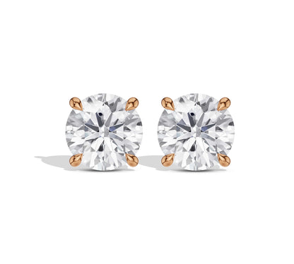Brilliant cut rose gold studs