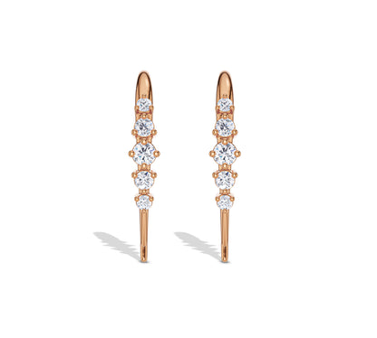 Rose gold diamond hook earrings with graduated design