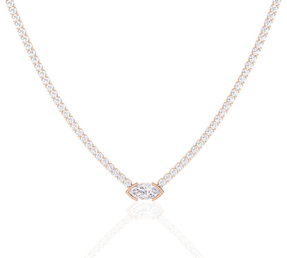 rose gold diamond tennis necklace