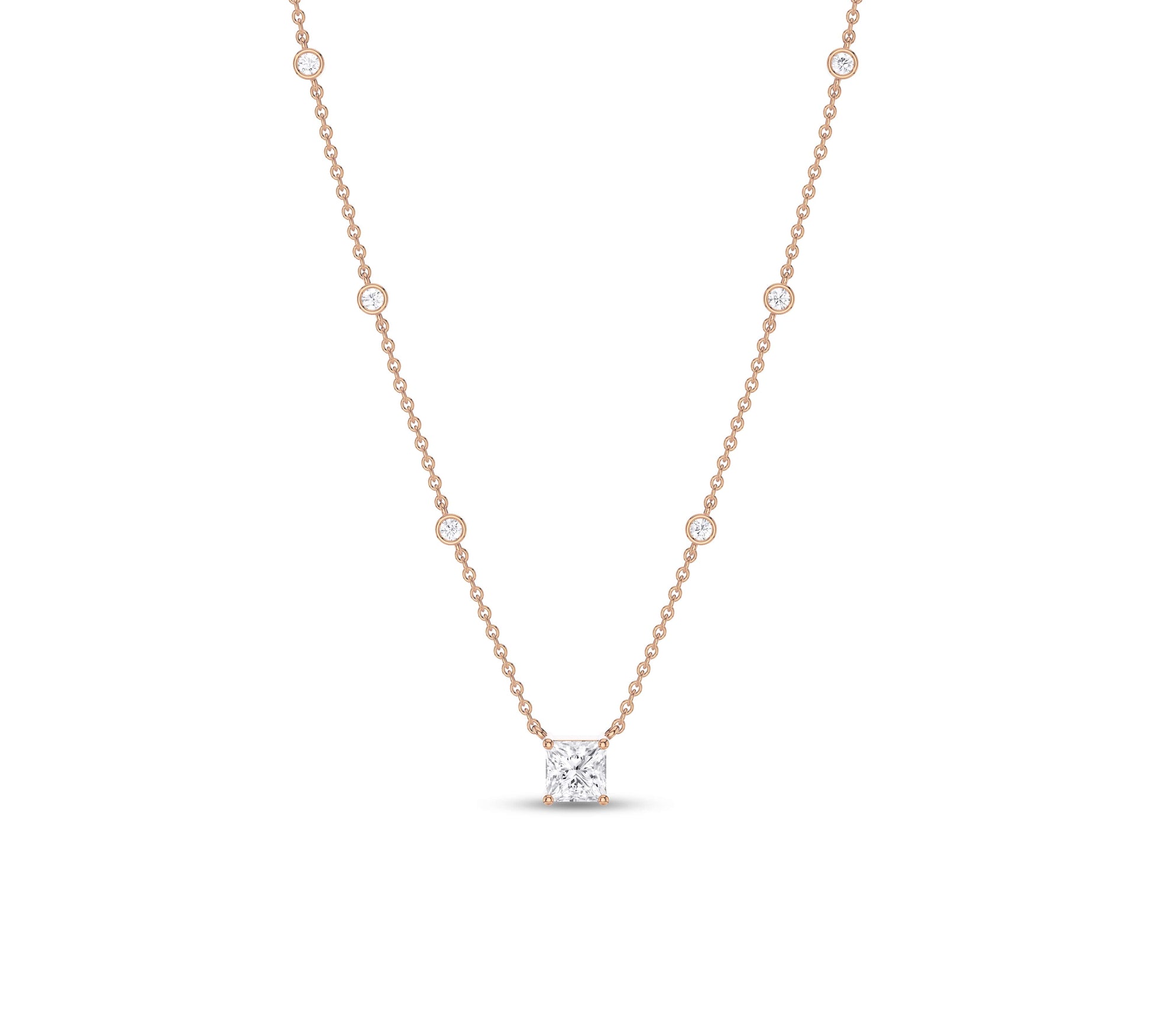 rose gold princess diamond necklace