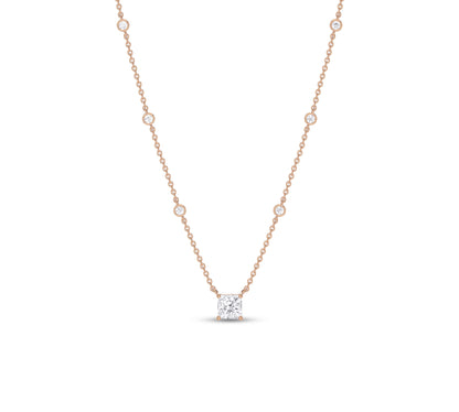rose gold princess diamond necklace