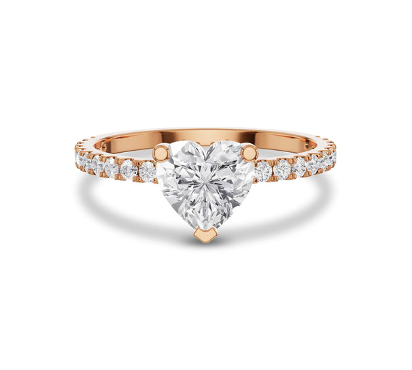 Heart Shaped Diamond Hidden Halo Ring in Yellow Gold