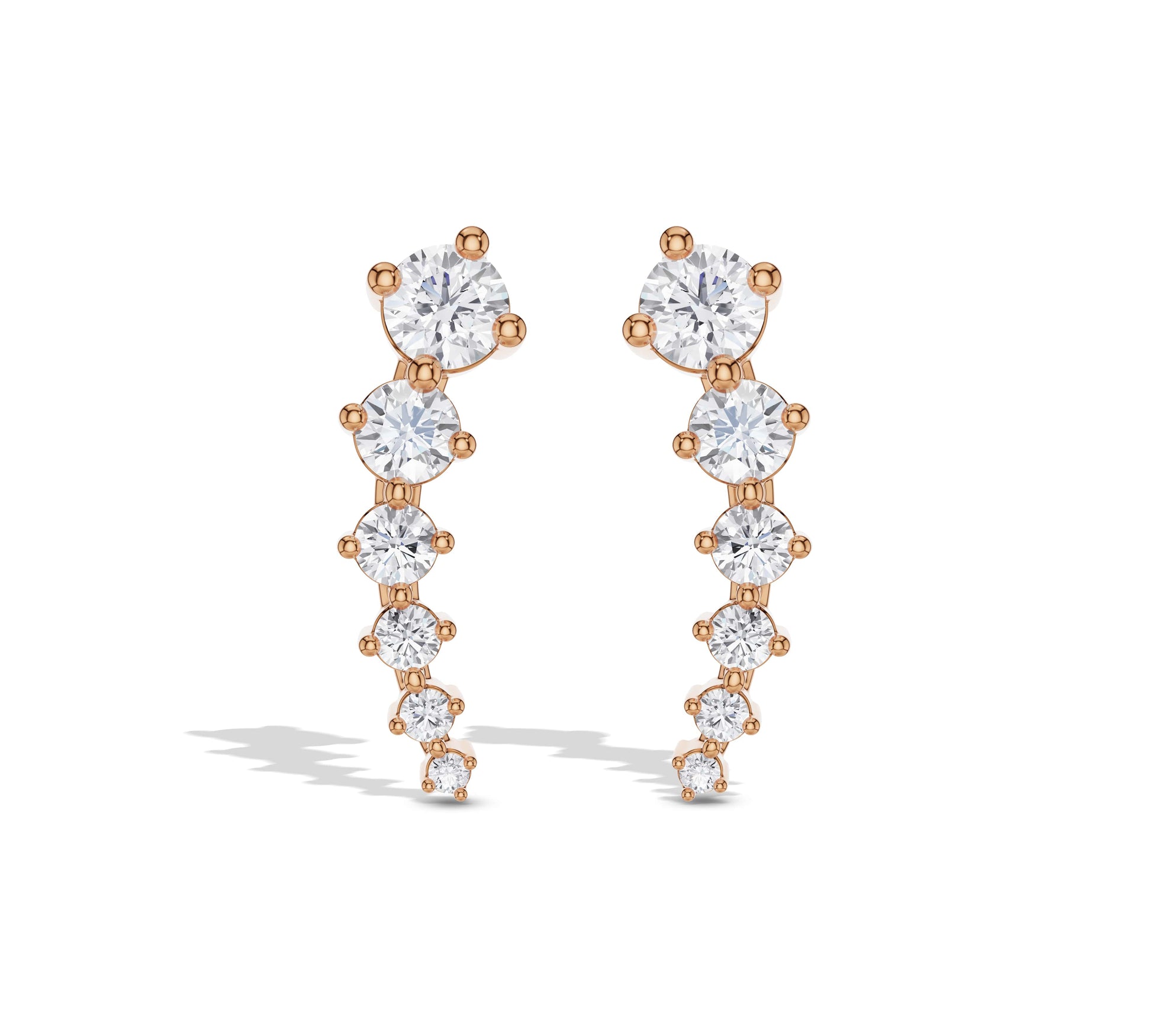 Rose gold graduated diamond drop earrings