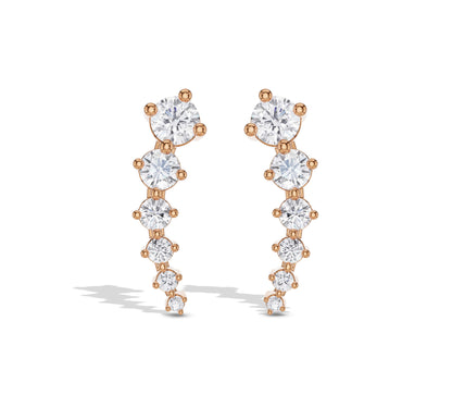 Rose gold graduated diamond drop earrings
