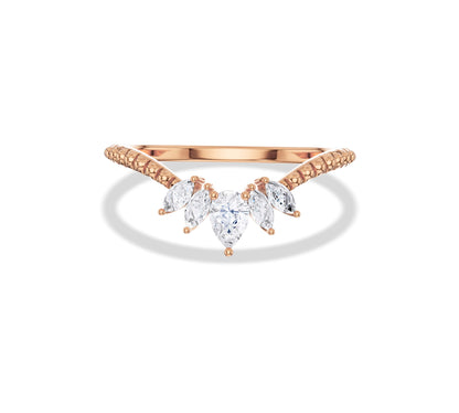 Moissanite Pear and Marquise Curved Wedding Band