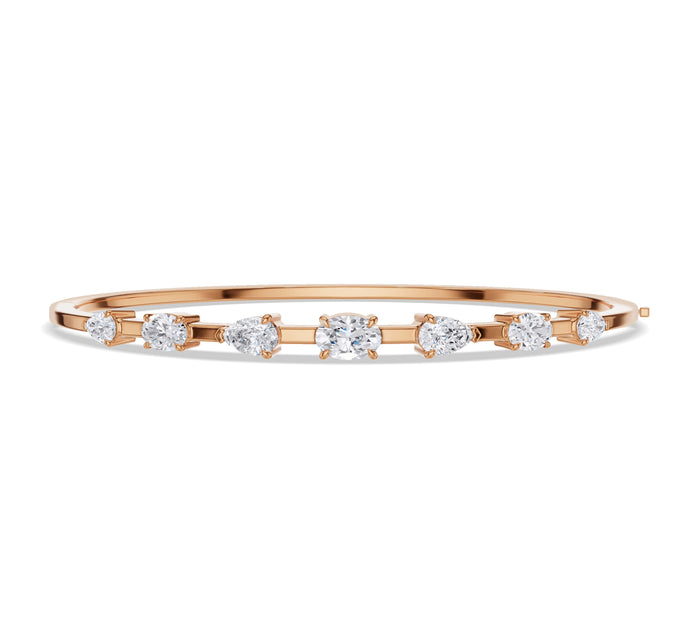 Oval and Pear Cut Diamond Bangle Bracelet