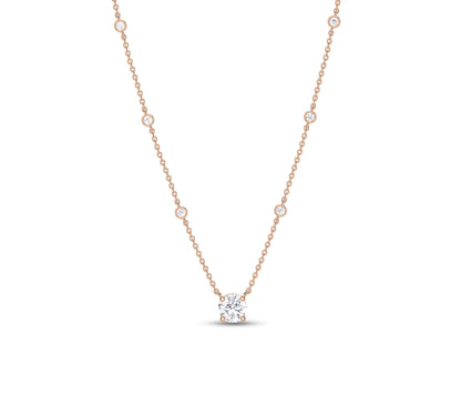 rose gold Station Necklace with moissanite
