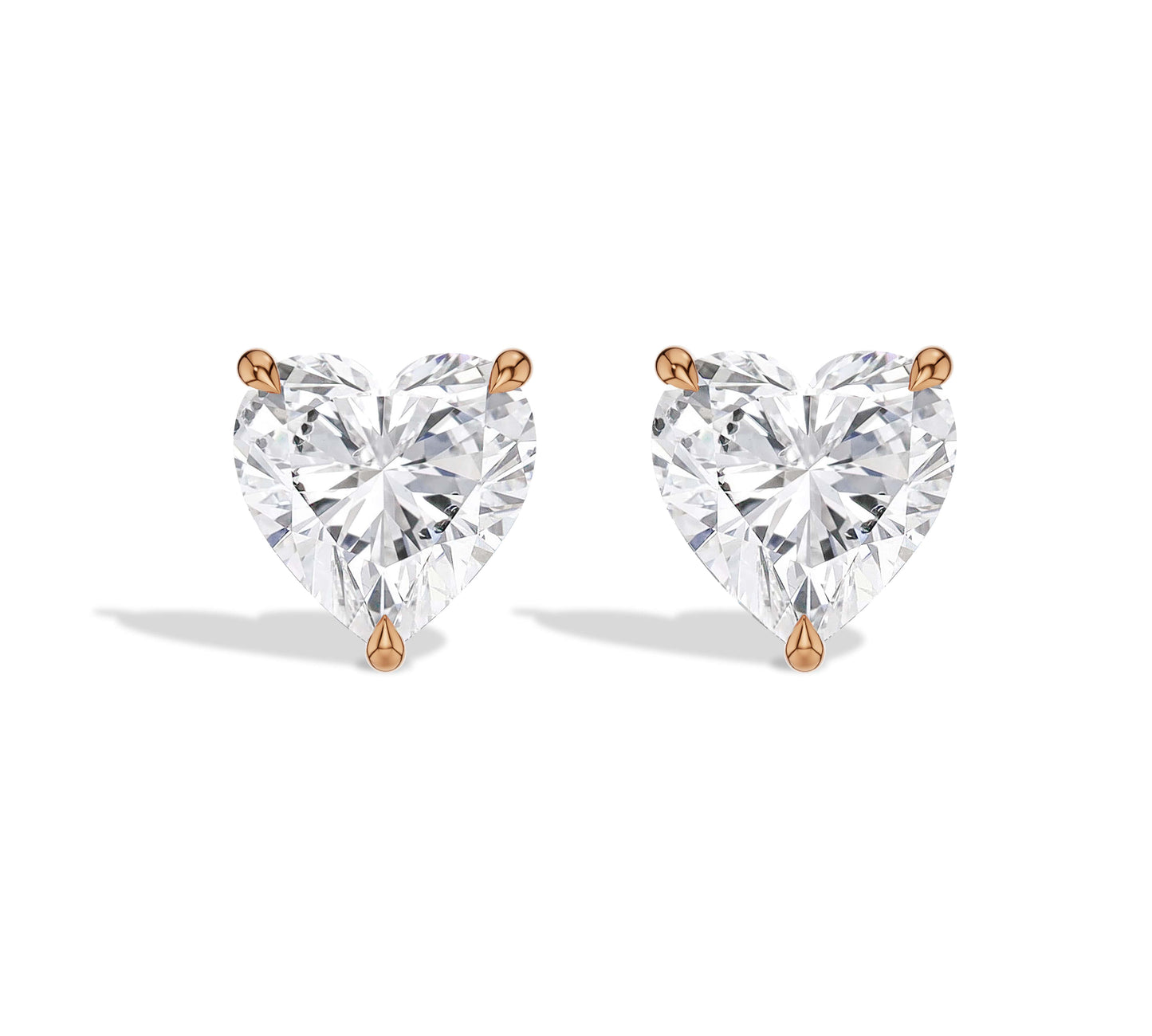 diamond heart stud earrings