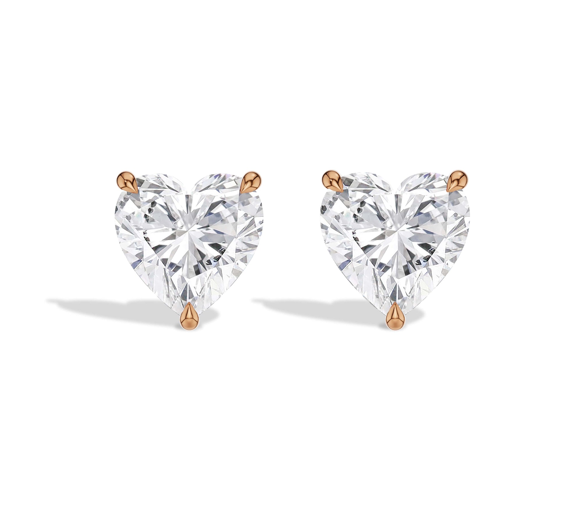 diamond heart stud earrings