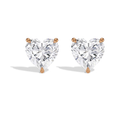 diamond heart stud earrings