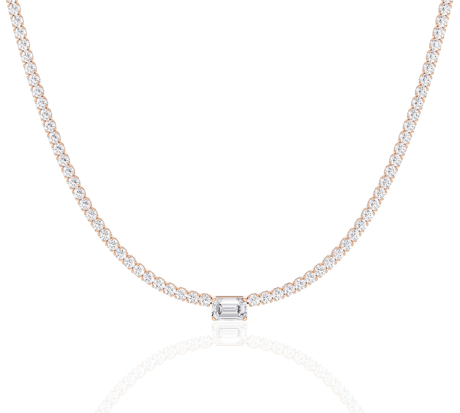 Emerald diamond necklace in gold setting