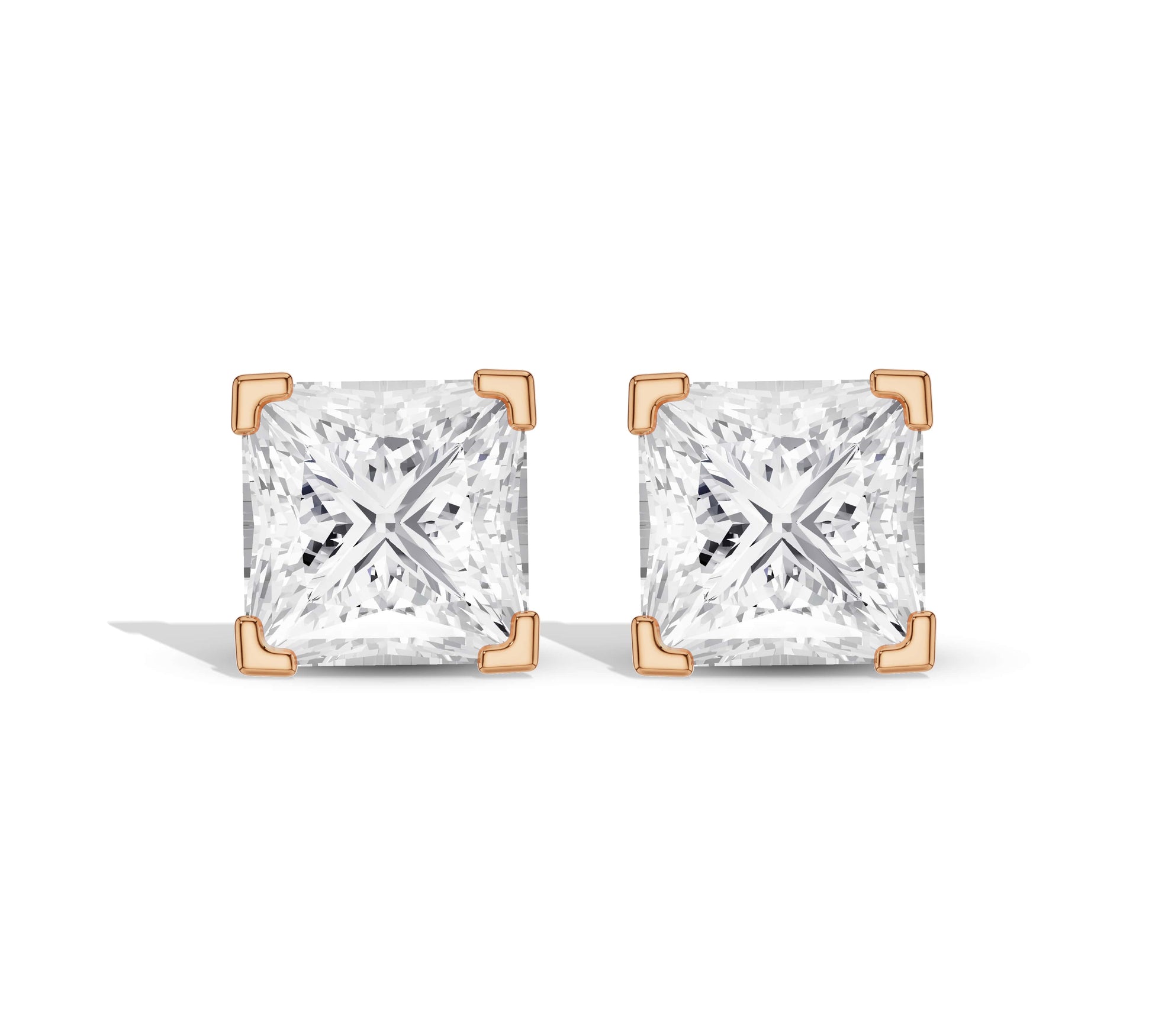 Luxury princess diamond earrings