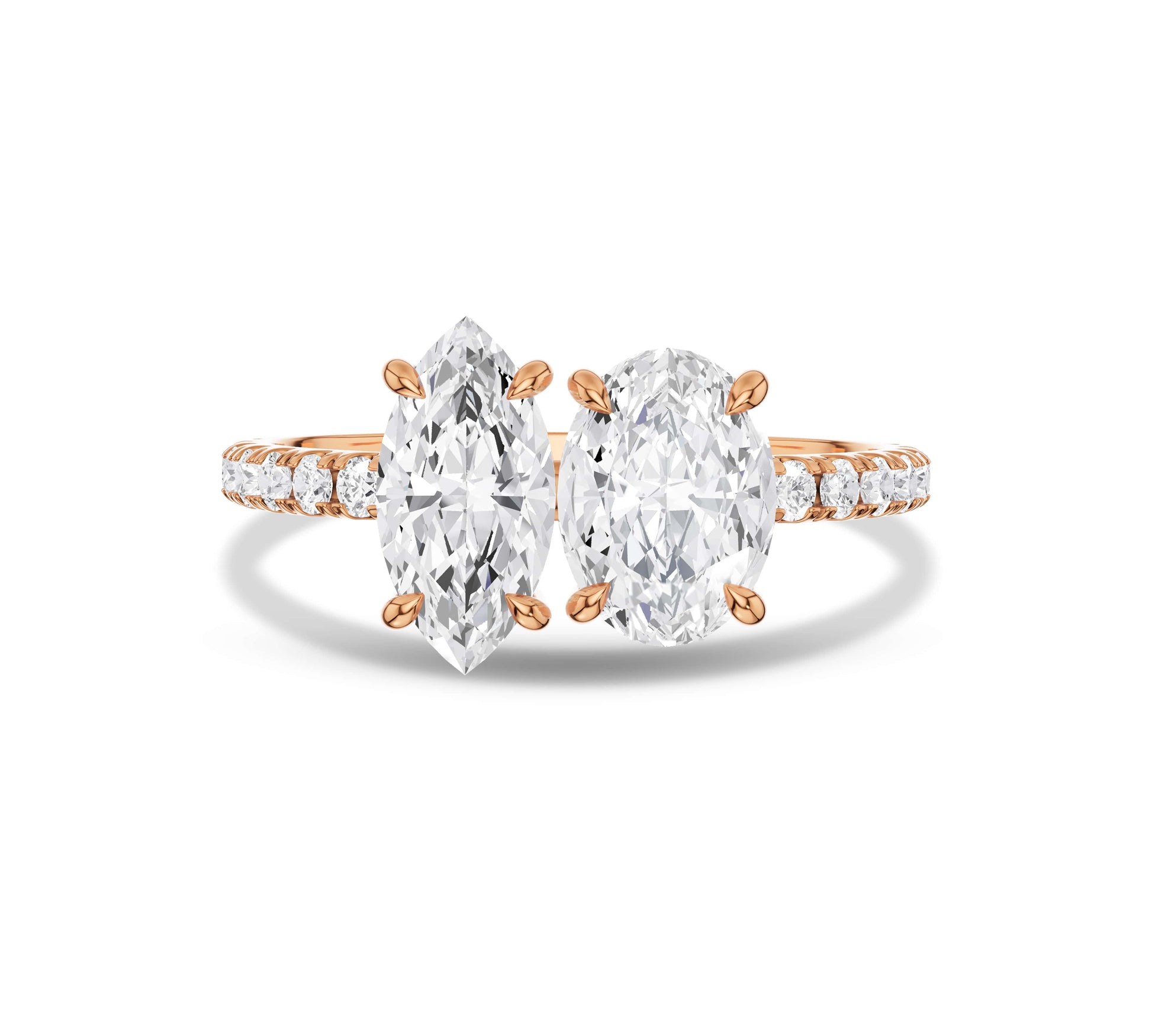 rose gold 2 stone engagement ring​