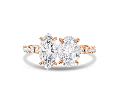 rose gold 2 stone engagement ring​