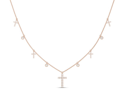 Minimalist cross charm choker in gold