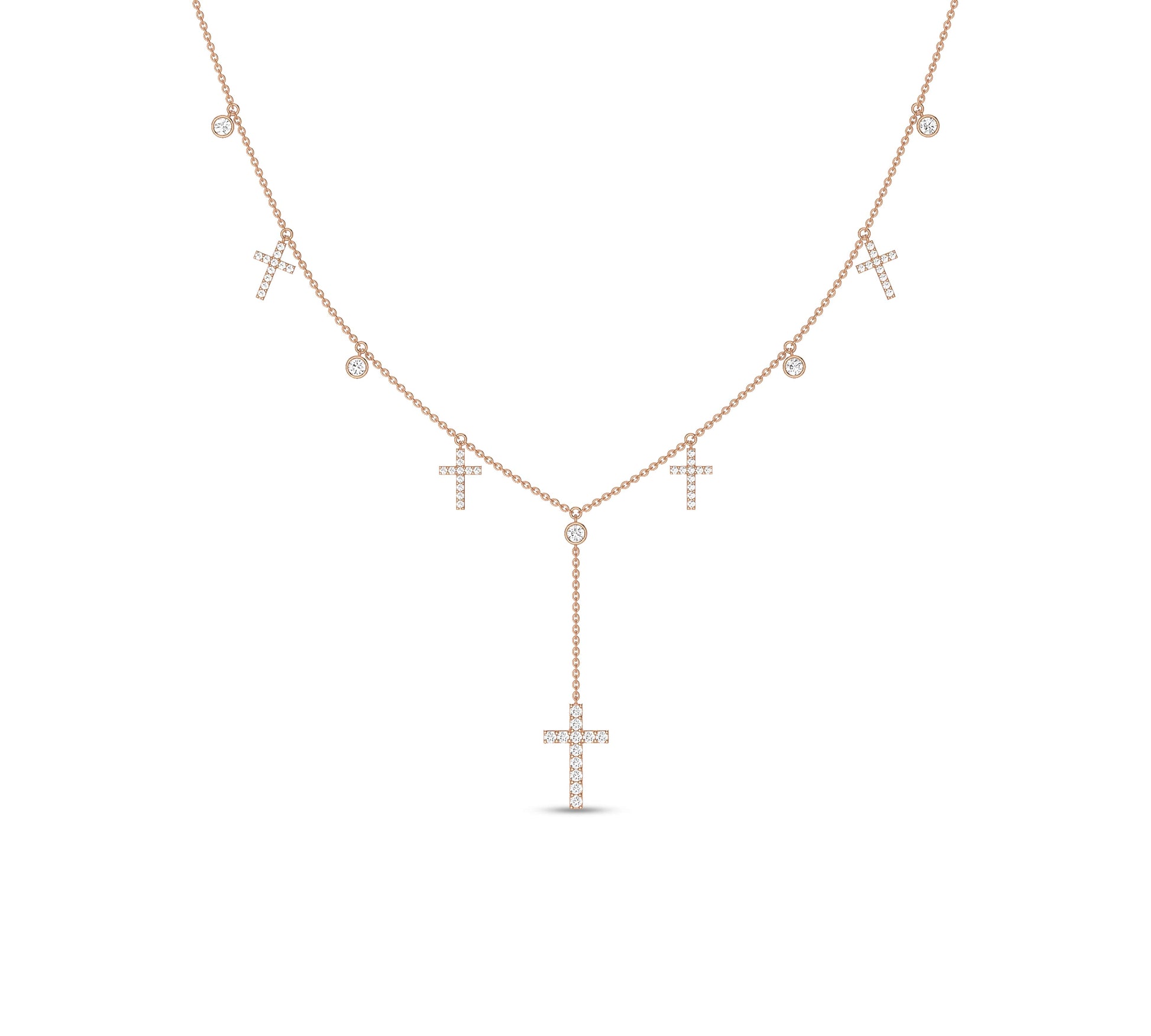 Religious charm necklace with multiple crosses