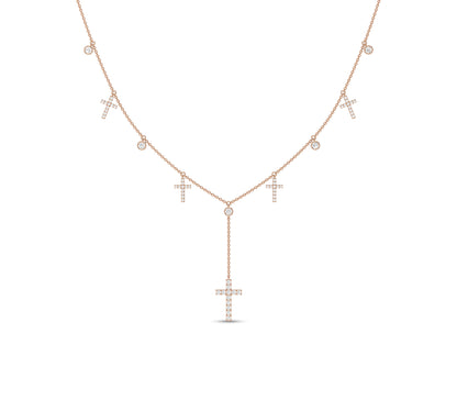 Religious charm necklace with multiple crosses