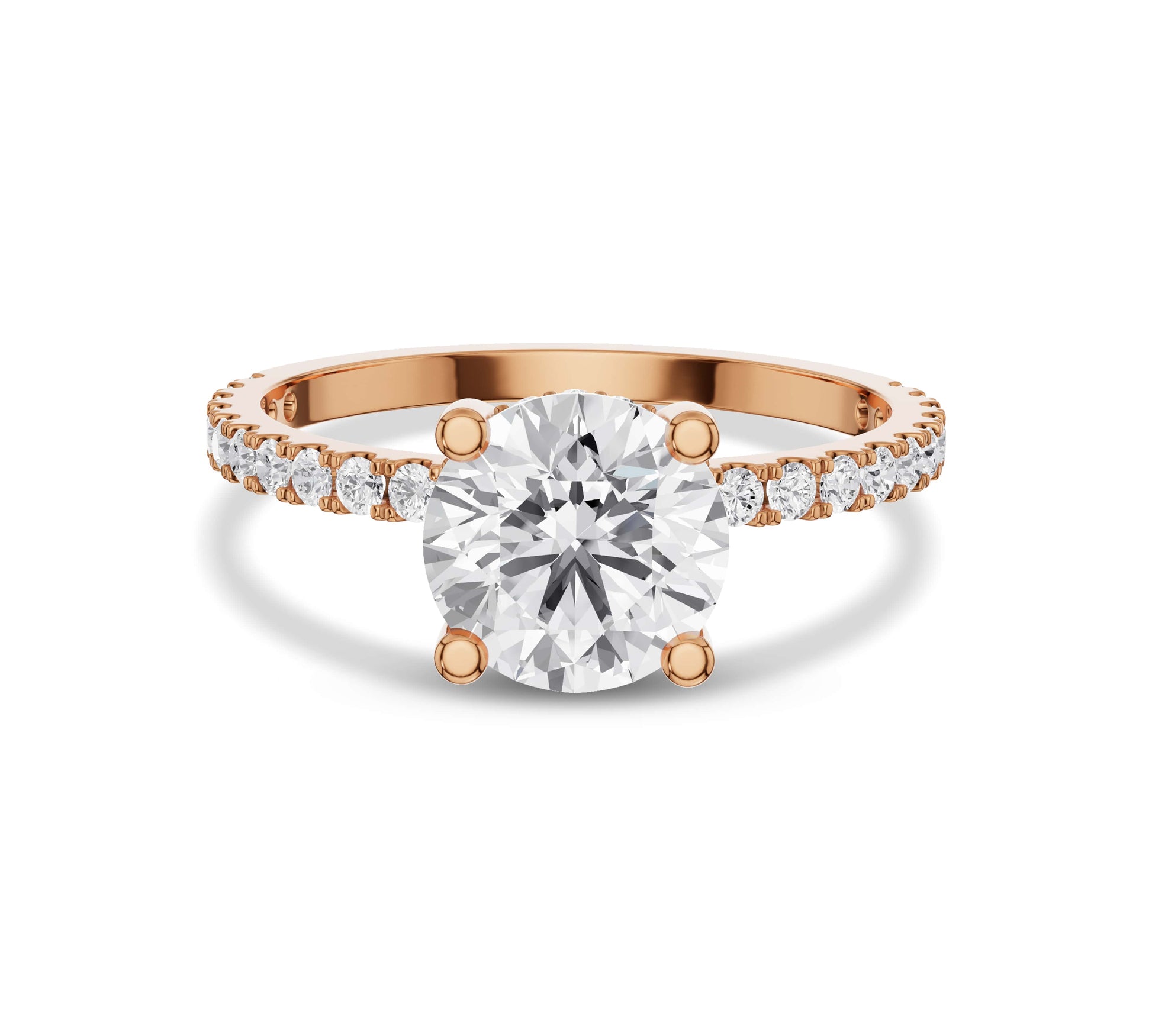 Rose gold round solitaire ring with hidden halo sparkle