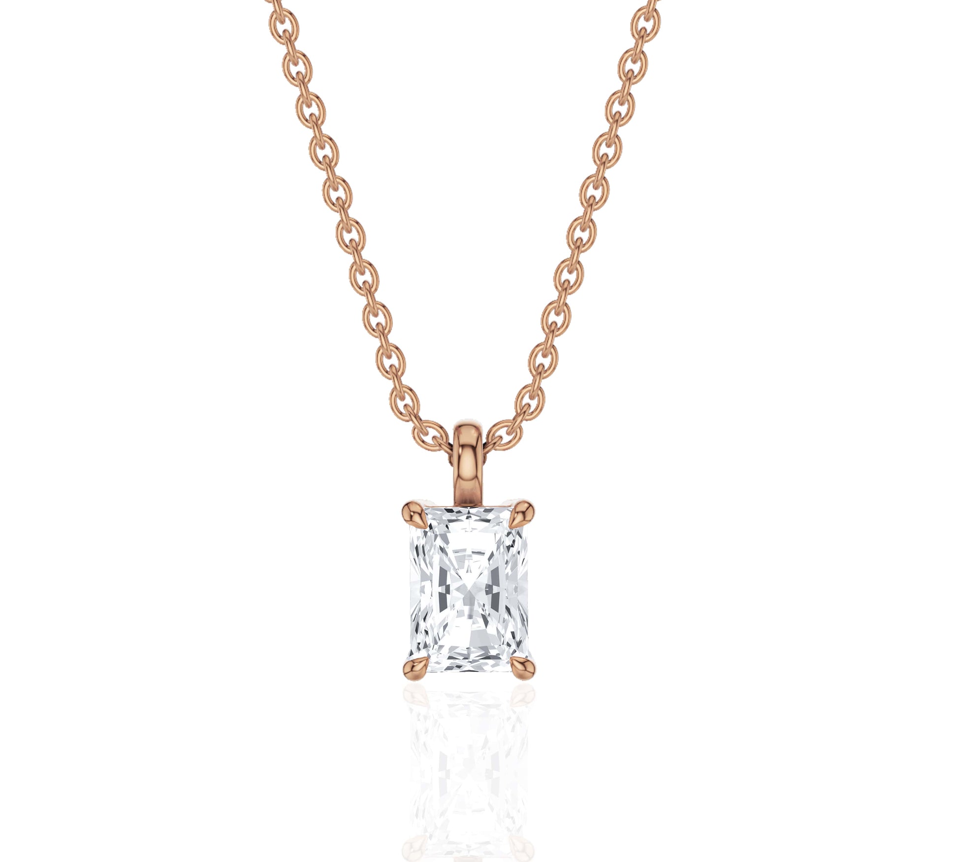 rose gold diamond on a necklace