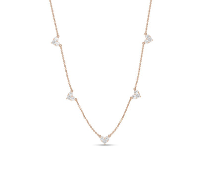 Romantic gold chain with spaced heart charms
